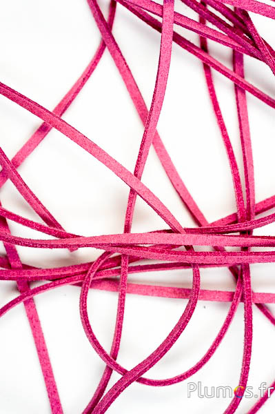 Lanière en croûte de cuir - épaisseur 1 mm - rose-fuchsia